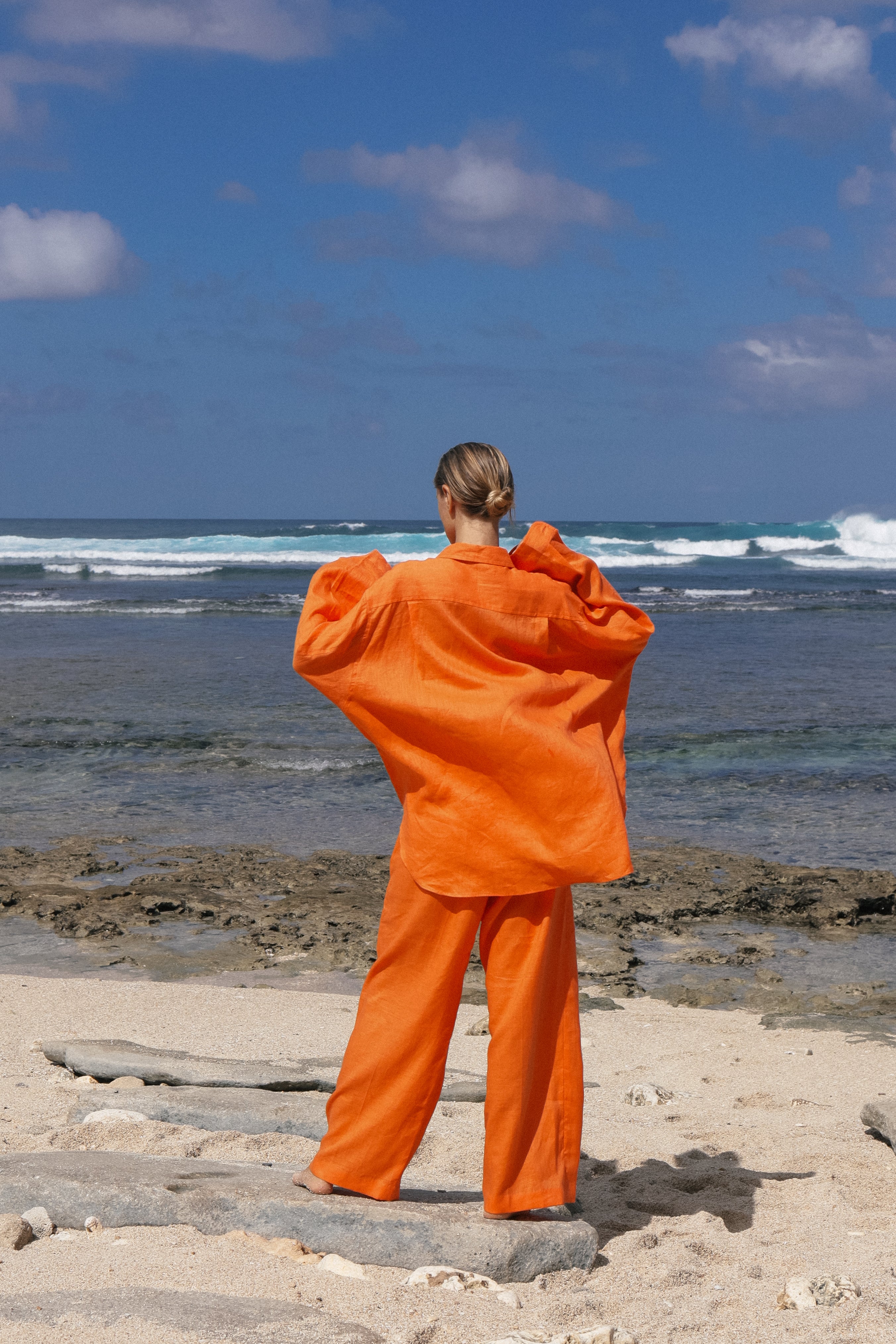 Serene Linen Set in Orange