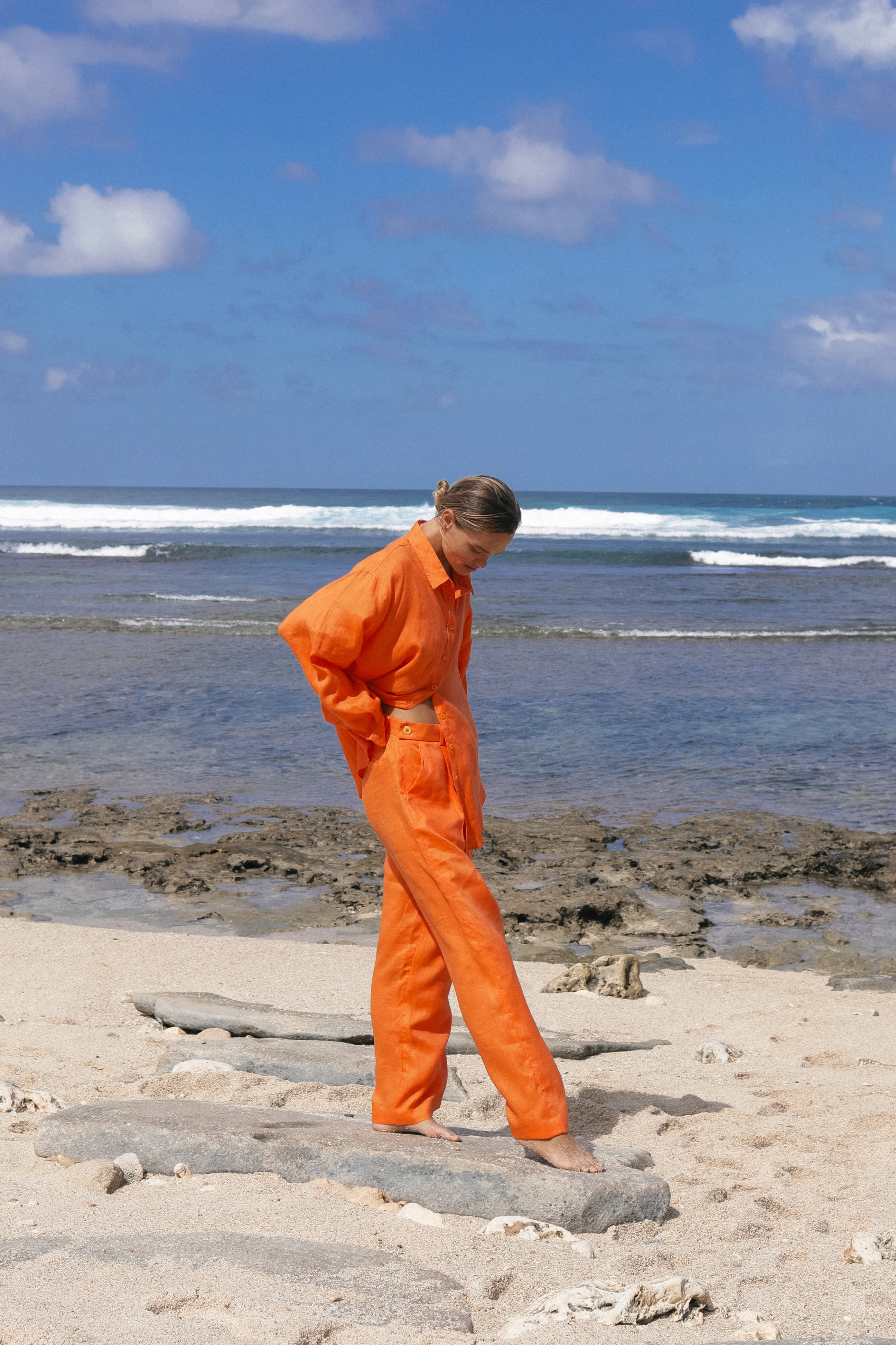 Serene Linen Set in Orange