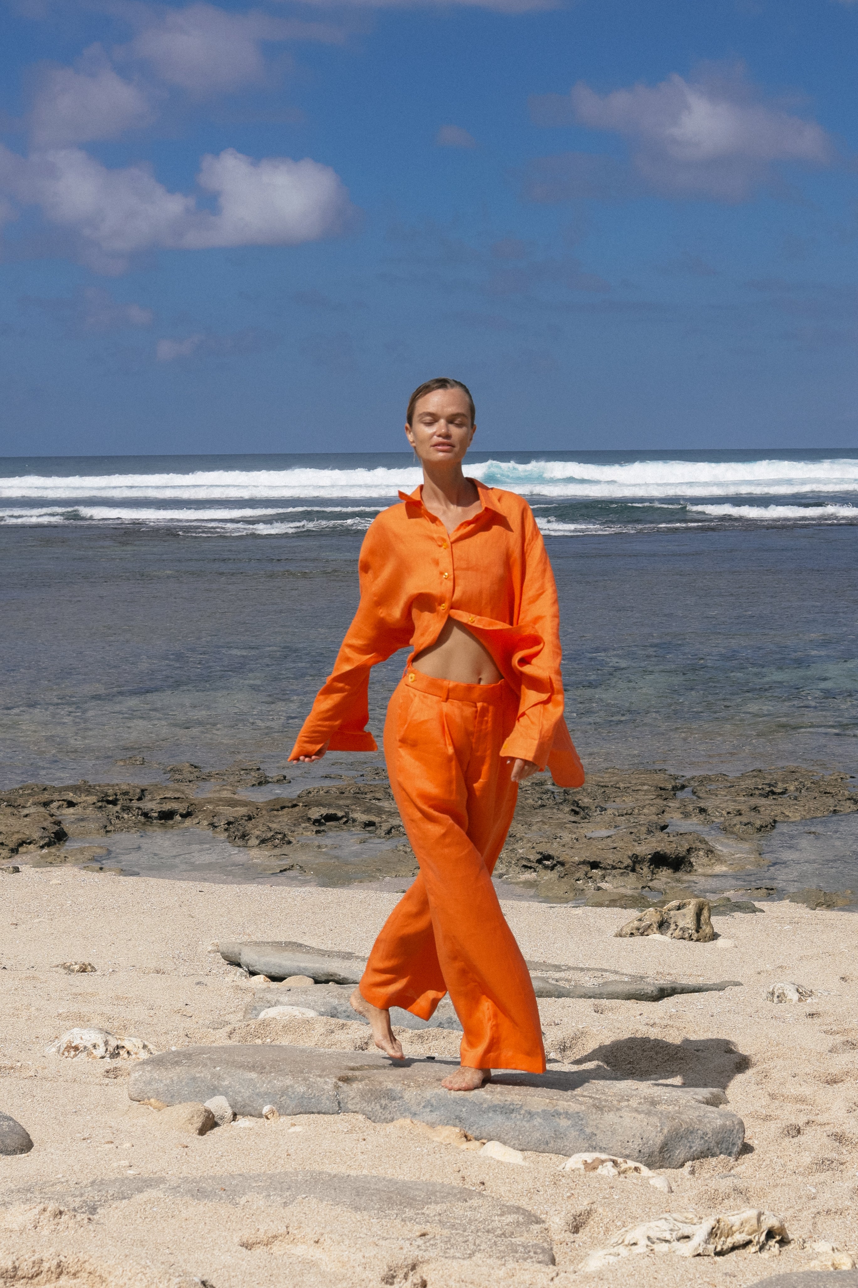 Serene Linen Set in Orange